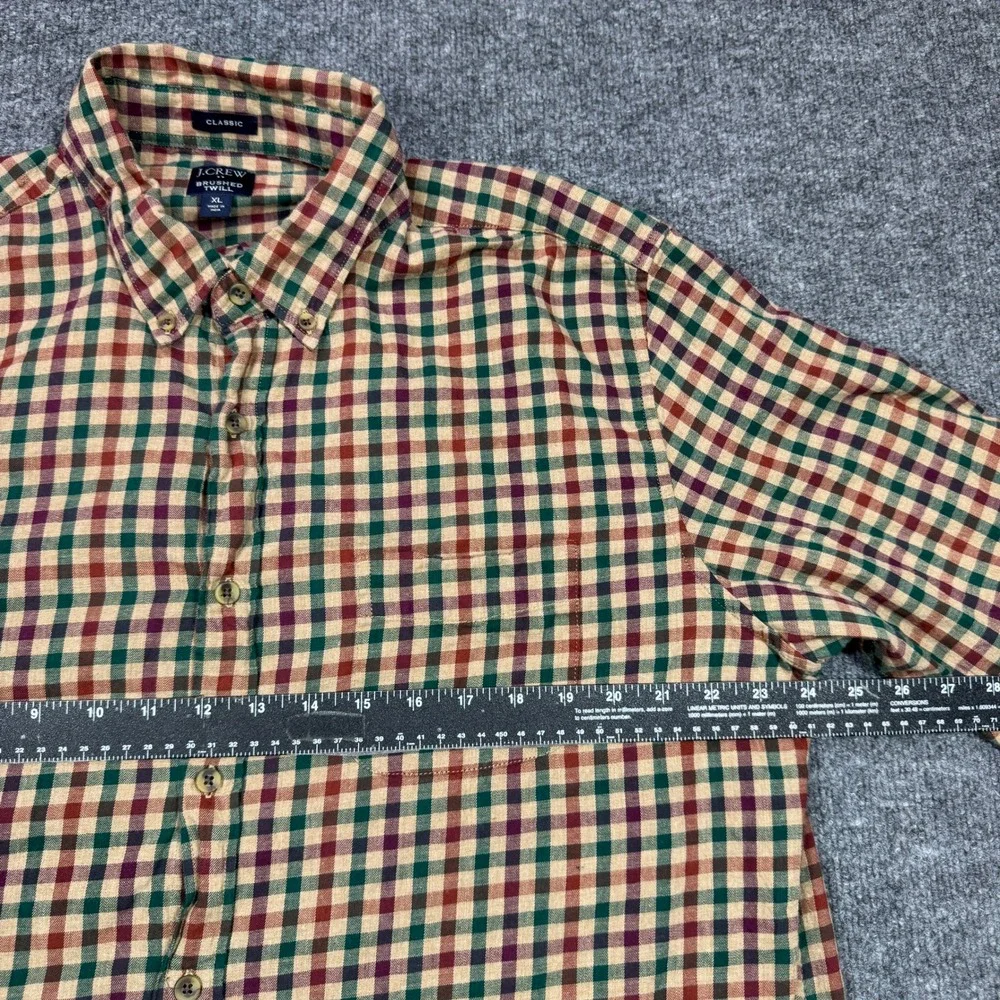 J. Crew Brushed Twill Shirt Mens XL Red Green Plaid Classic Fit Button Down‎